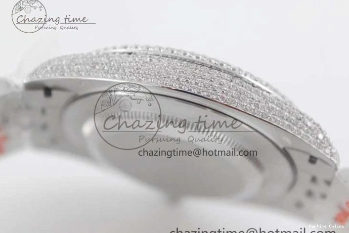 0224 Refined Datejust 41 SS Full Diamonds TWF 1:1 Best Edition Gray Roman Markers Dial on Jubilee Bracelet A 2389